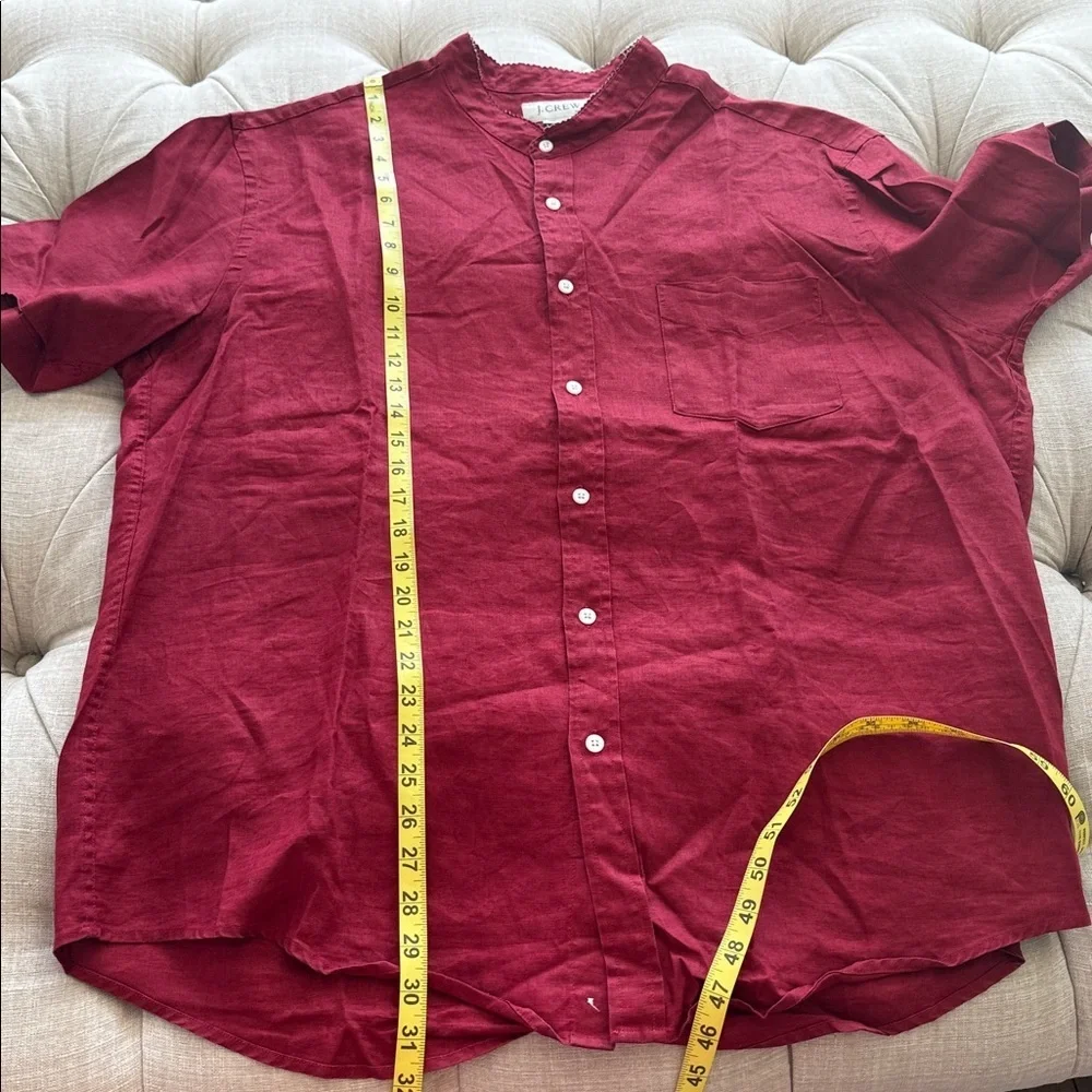 J. Crew Men's Burgundy Button Down Shirt 100% Linen